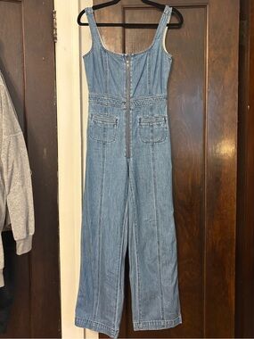 Madewell Light Blue Denim Zip-Front Wide Leg Jumpsuit